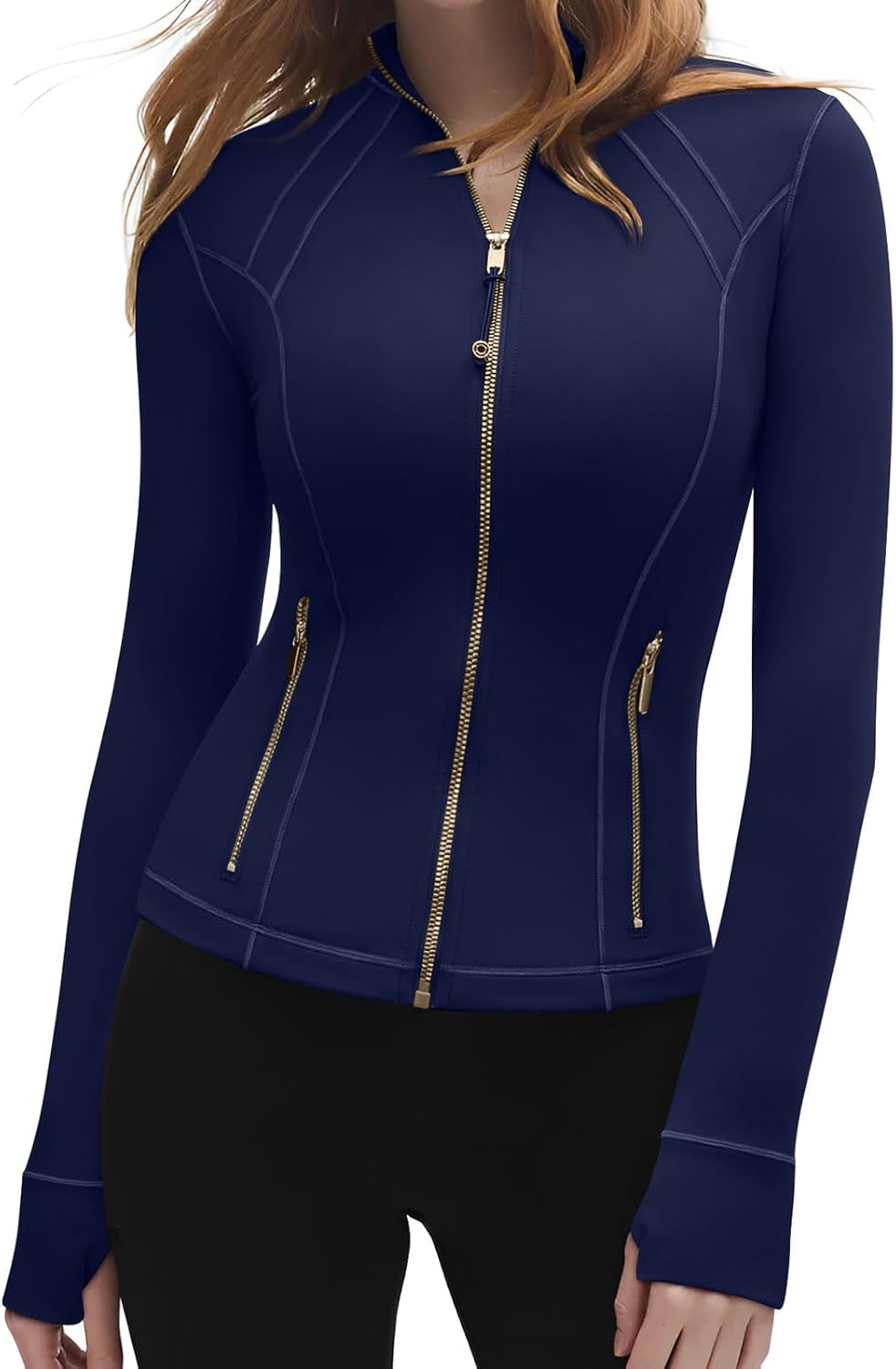 SUUKSESS Women Golden Full Zip Up Workout Cropped Jackets