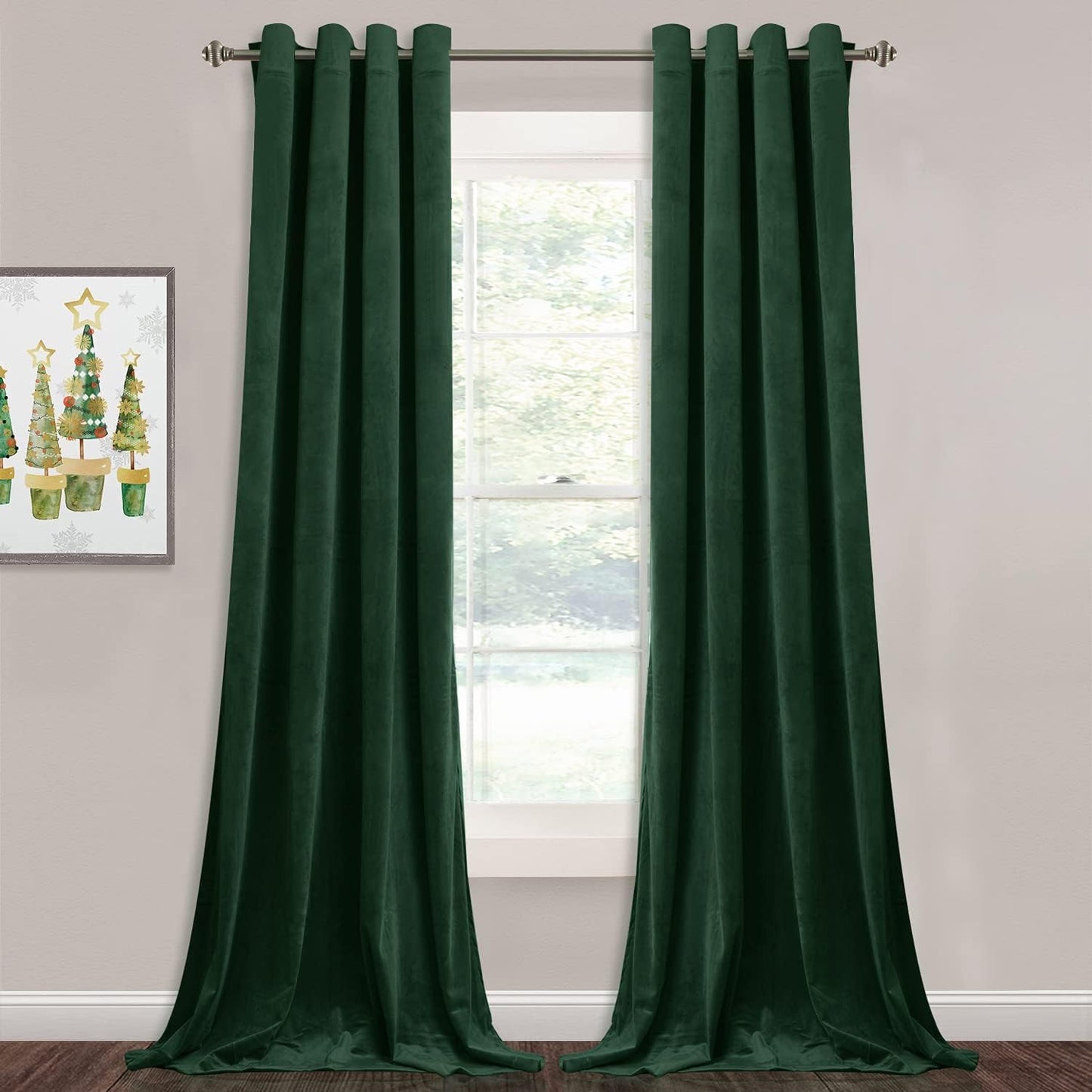 StangH Dark Green Velvet Curtains - Luxurious Room Darkening Panels