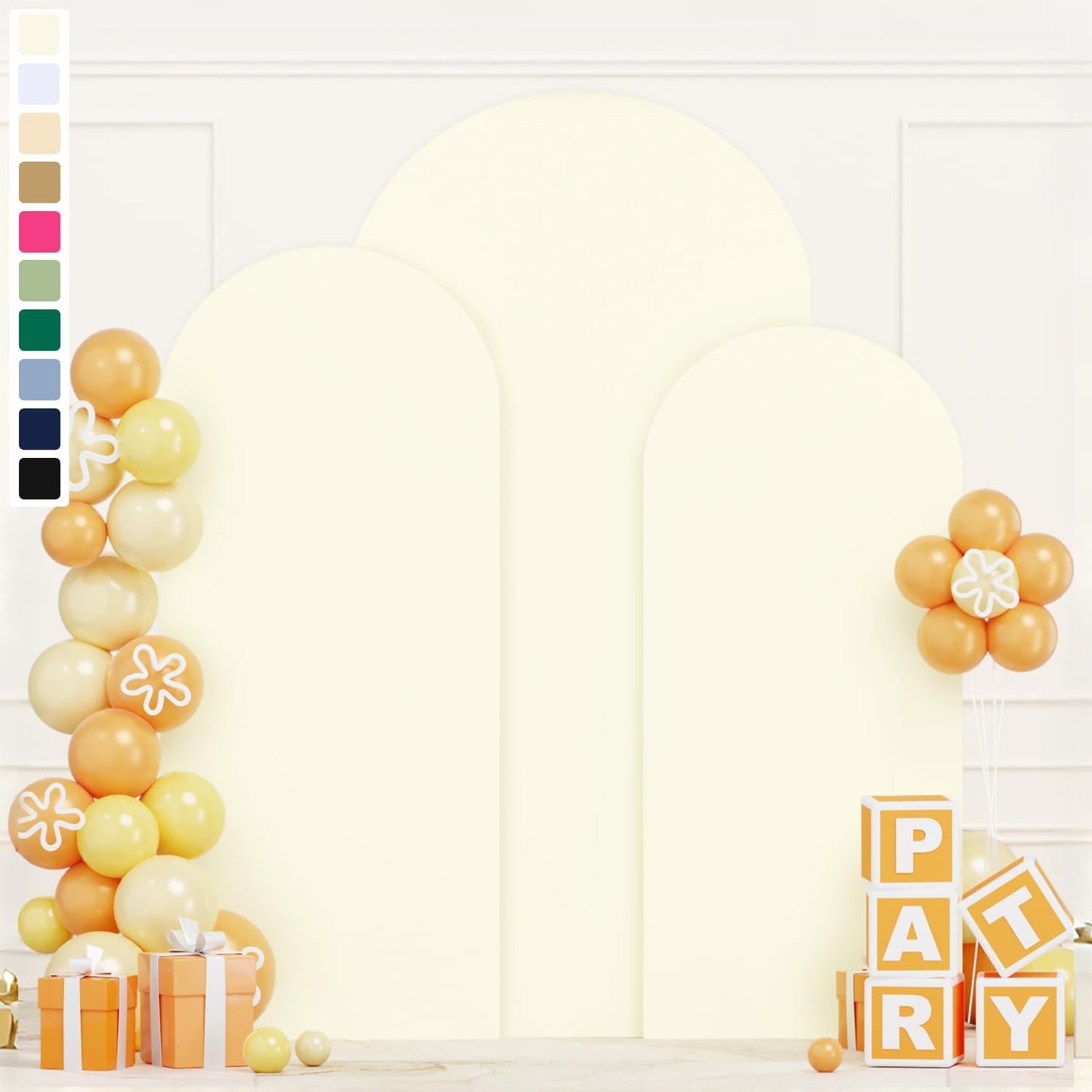 Ivory Spandex Backdrop Cover Set of 3 for Wedding Arch Stands