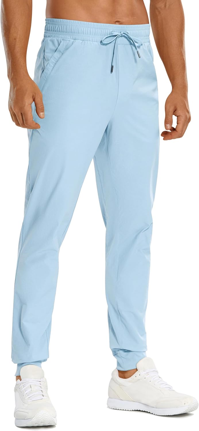 CRZ YOGA Athletic Joggers for Men - Lightweight Water Resistant Pants