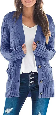 ZESICA Women's Fall Casual Long Sleeve Button Down Cardigan