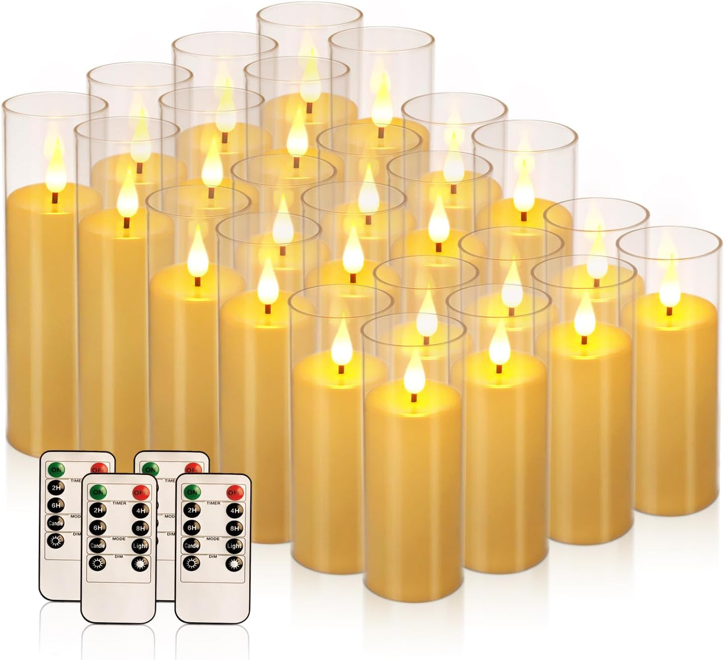 24-Pack Acrylic LED Flameless Candles with Remote Control