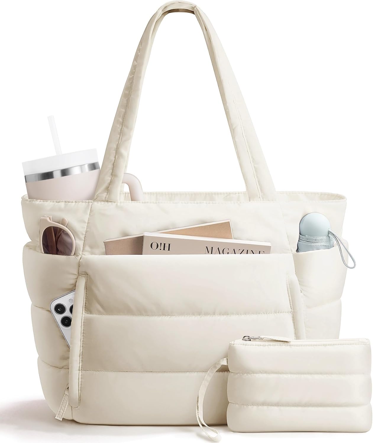 Versatile Puffer Tote Bag for Women - Lightweight Quilted Design