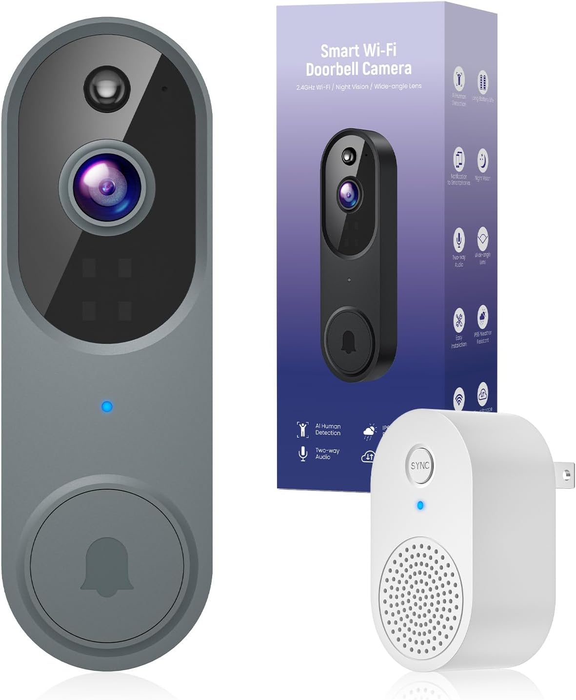 Smart Wireless Doorbell Camera | HD Video, AI Detection, 2-Way Audio, Night Vision