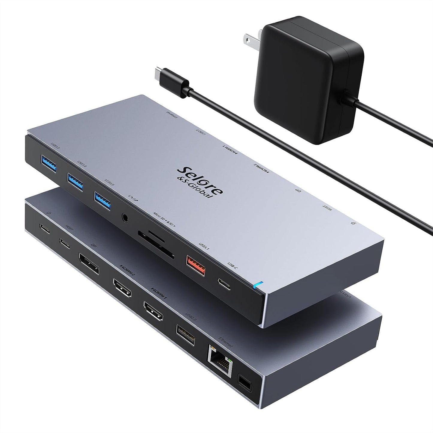 Dual HDMI Docking Station for 3 Monitors with 65W Power Adapter