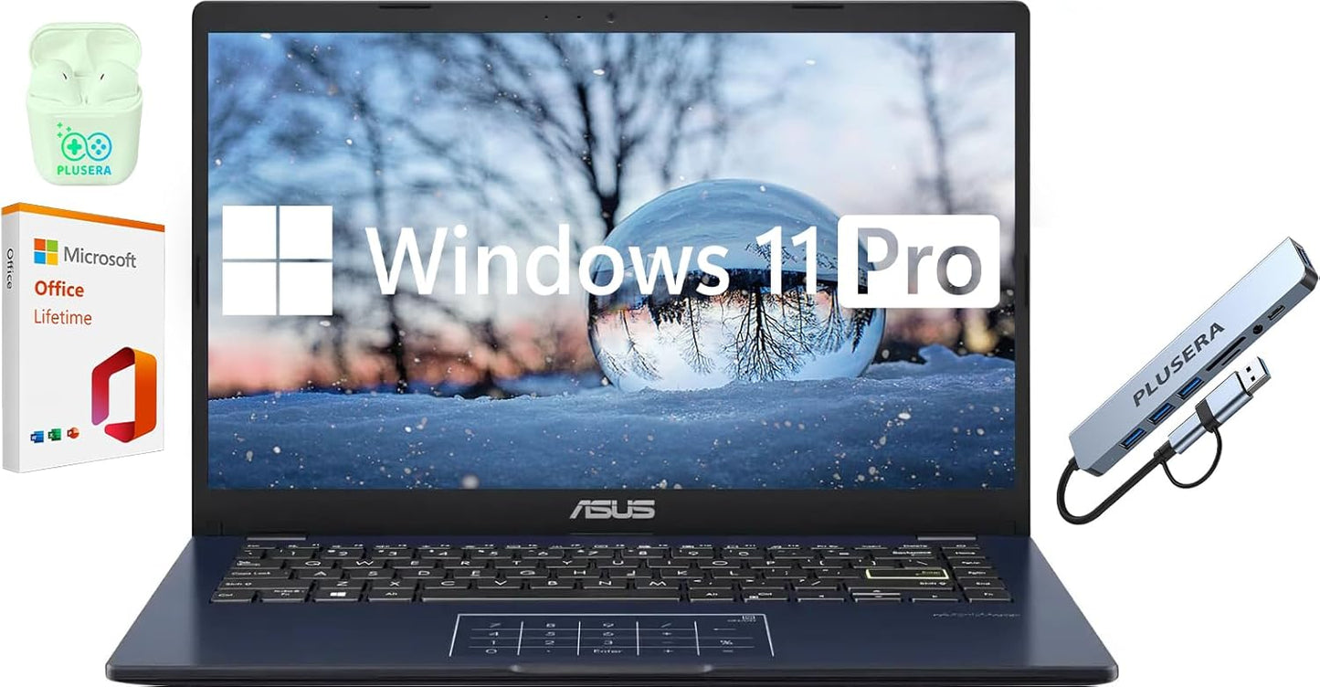 ASUS 14 FHD Laptop: Efficient multitasking with Windows 11 Pro & Lifetime Office