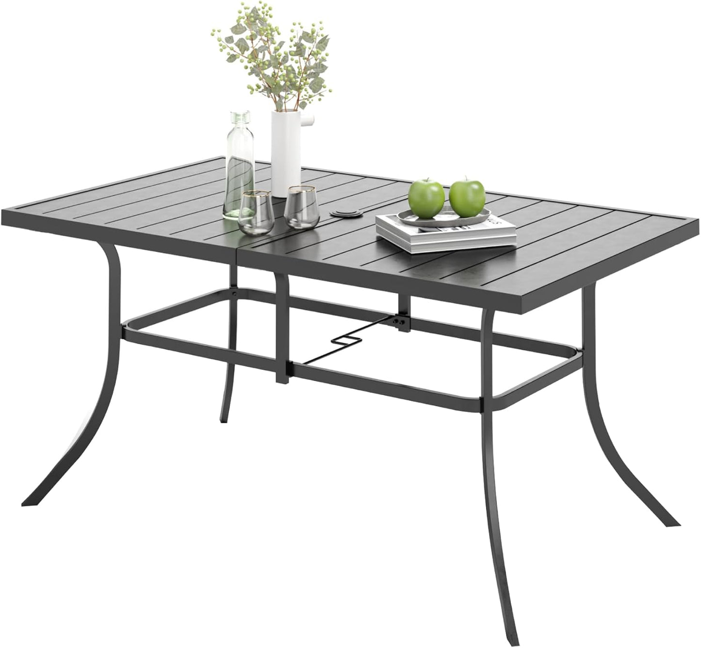 Outdoor Patio Dining Table for 6 with Umbrella Hole and Style