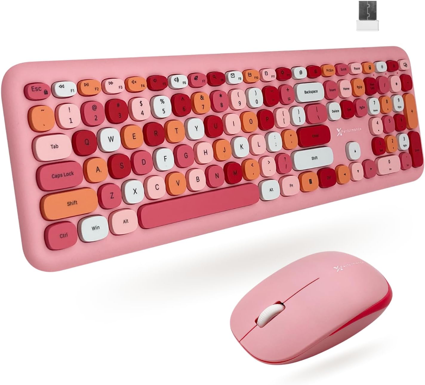 X9 Pink Cute Wireless Keyboard and Mouse Combo for Retro Vibes