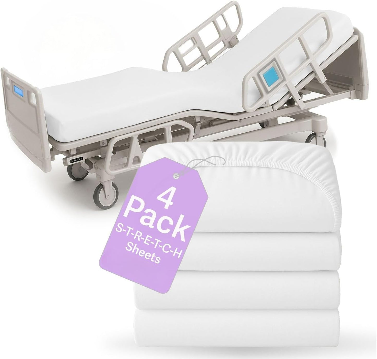 4 Pack Fitted Hospital Bed Sheets for Perfect Comfort and Fit