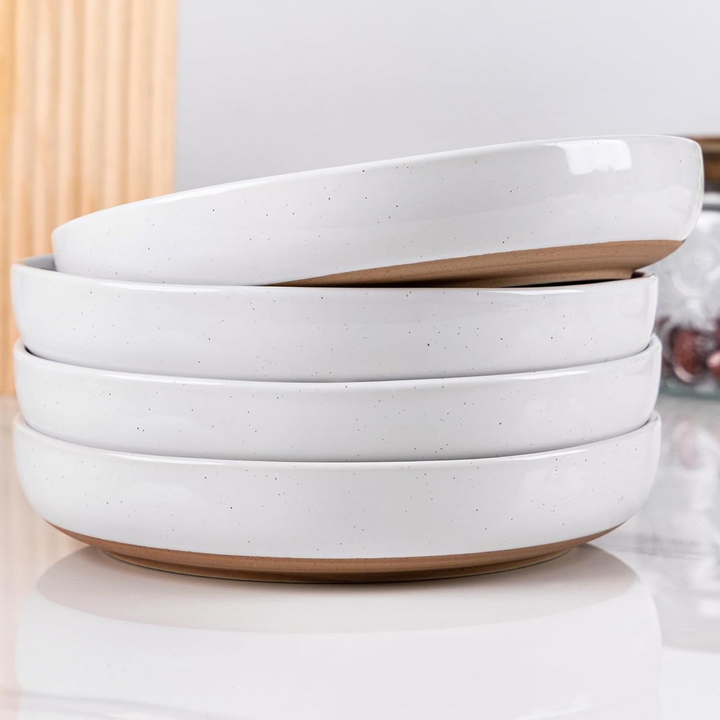 AmorArc 8.75in Large Ceramic Pasta Bowls Set of 4 for All Meals