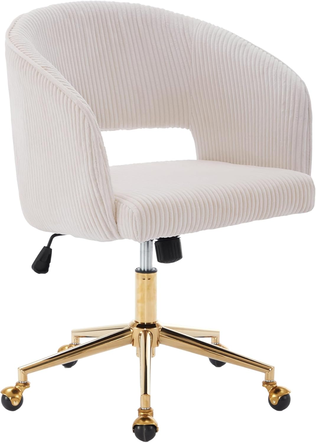 Modern Corduroy Fabric Home Office Chair with Gold Base
