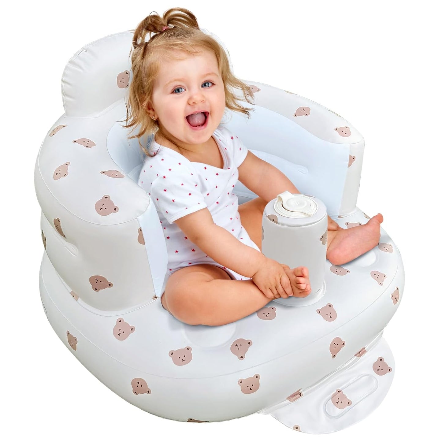 InflaSurf: Portable Inflatable Baby Seat with Built-in Air Pump & Back Support