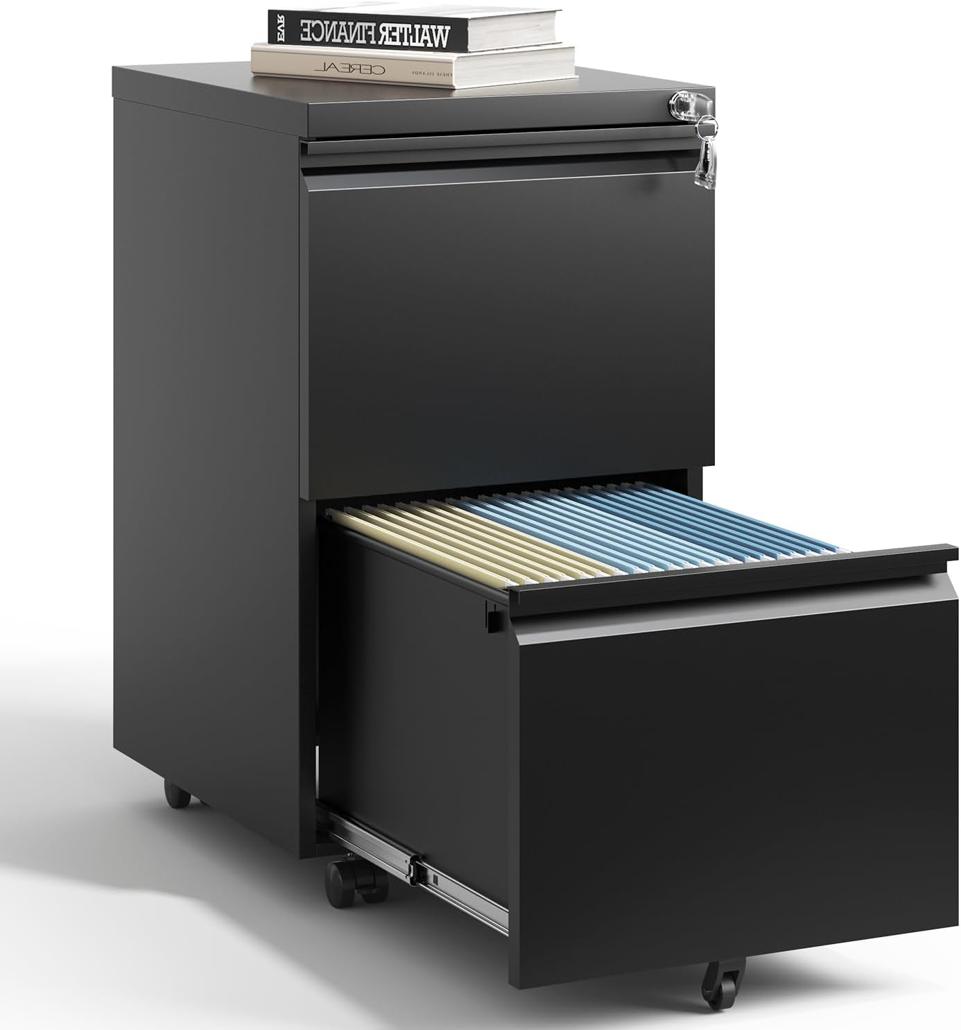 2 Drawer Mobile File Cabinet with Lock for Home Office Use