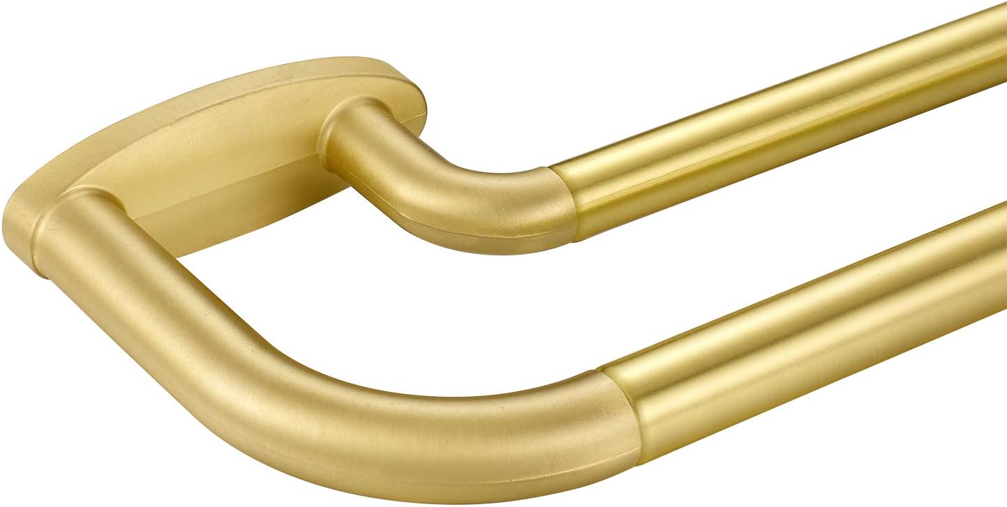 Double Curtain Rods Brass for Room Darkening Drapery 28-48 in