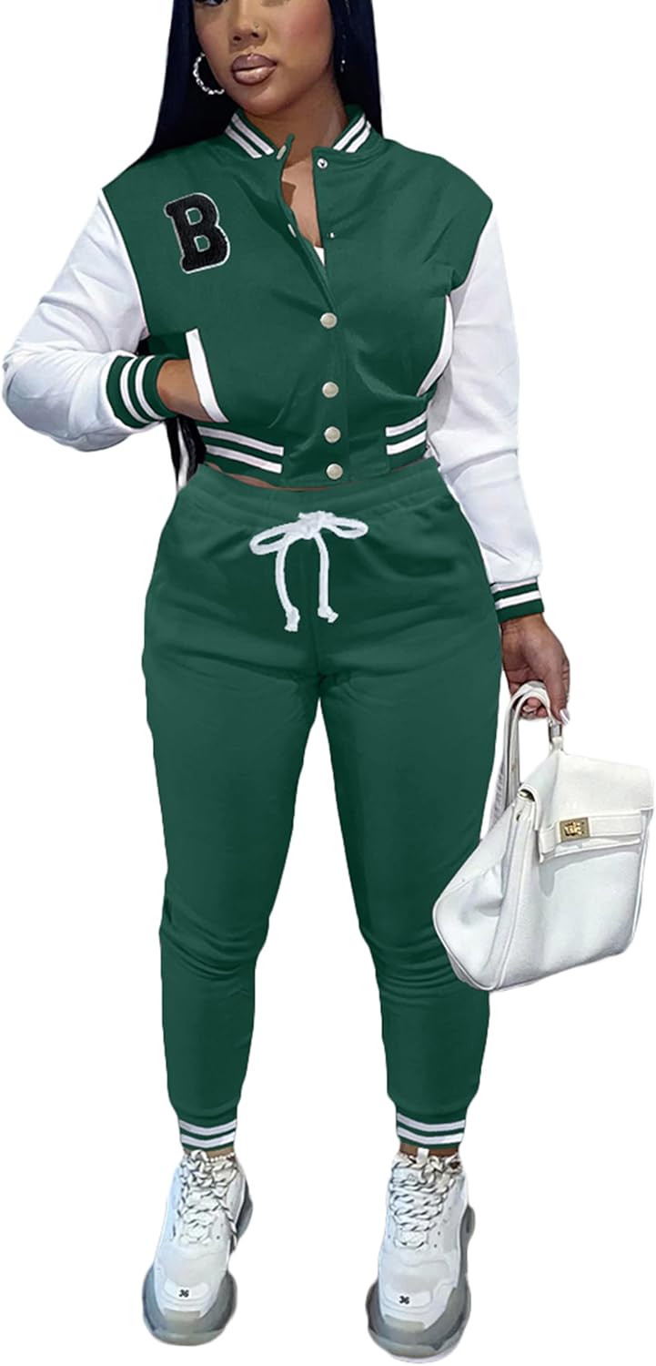 Fooullaide Women's Varsity Jacket Tracksuit for Trendy Style