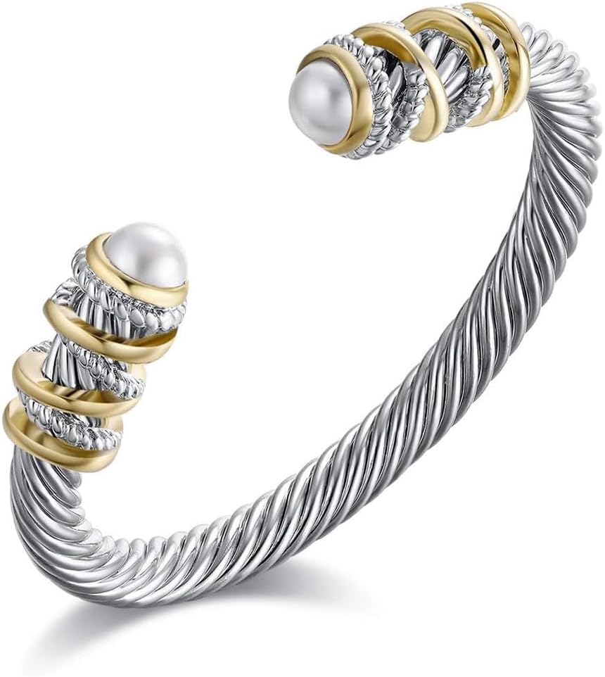 Eastbon Twisted Cable Bracelet - Elegant Shell Pearl Cuff