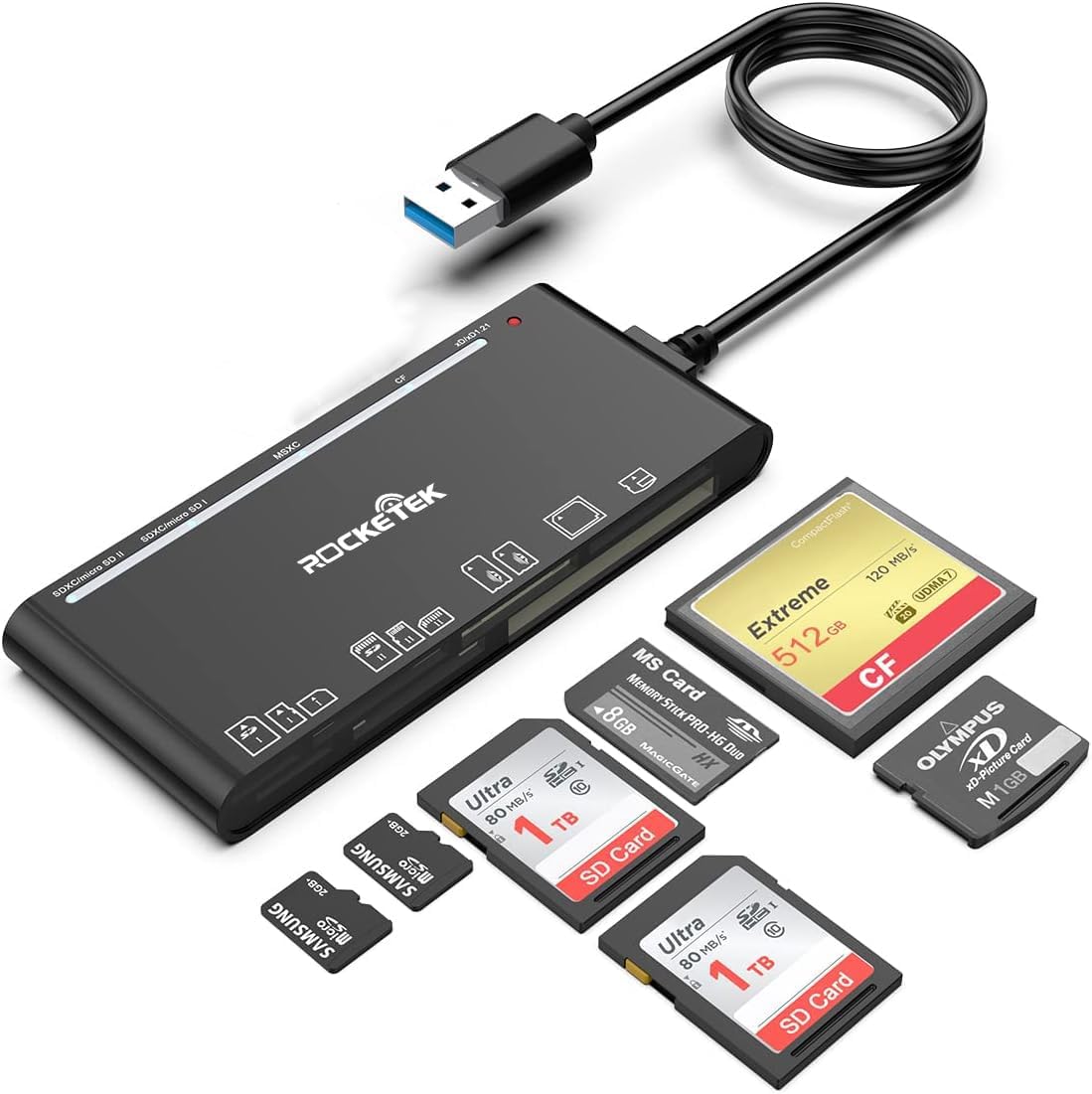 7-in-1 USB3.0 Card Reader: Fast Data Transfer
