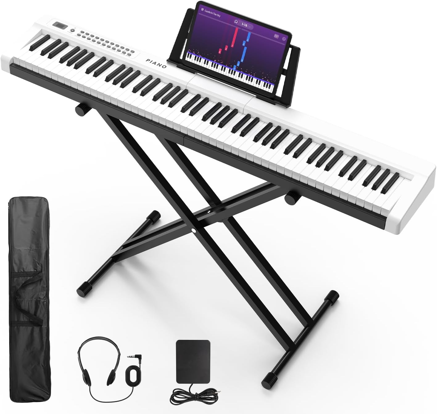 88-Key Digital Piano Set: Full Size, Semi-Weighted, Bluetooth & More
