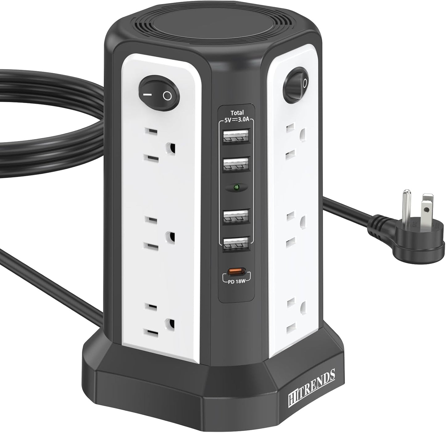 HITRENDS Tower Power Strip with Surge Protection and USB Ports