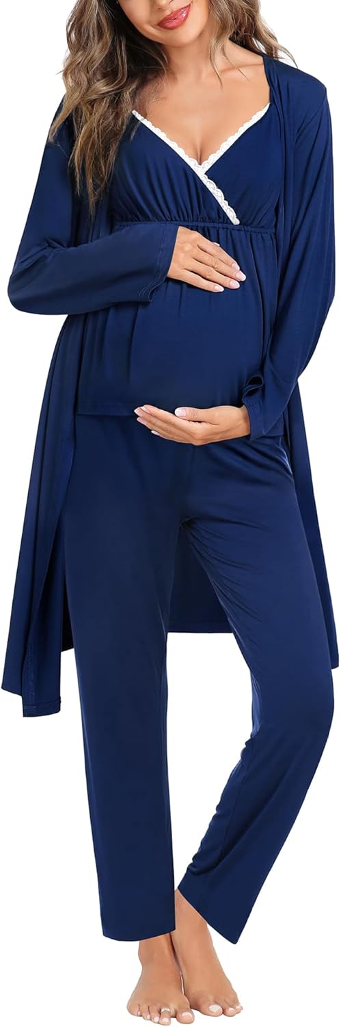 SWOMOG Maternity Nursing Robe Set for Comfortable Breastfeeding