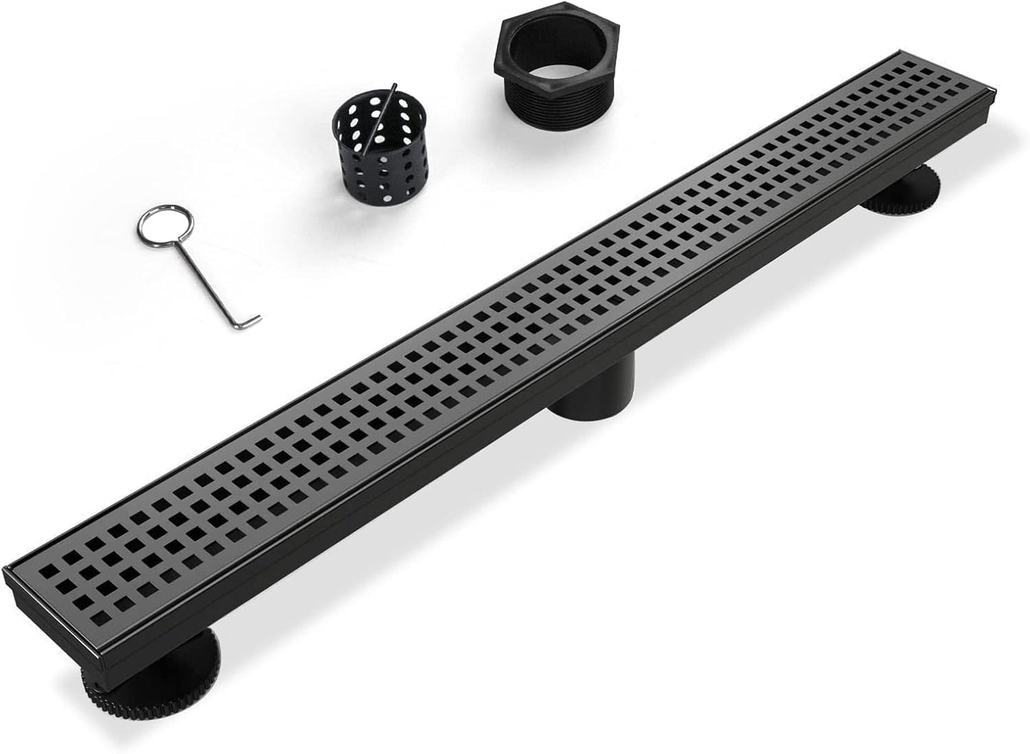 SaniteModar 48 inch Matte Black Linear Shower Drain for Easy Install