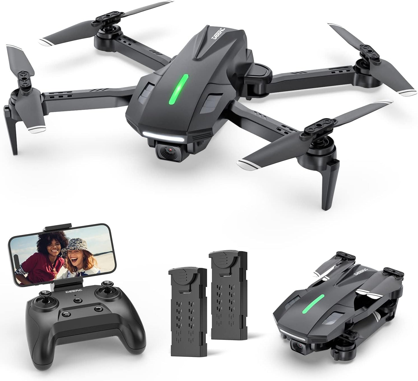 DEERC D70 Mini Drone: HD Camera, Foldable, 2 Batteries