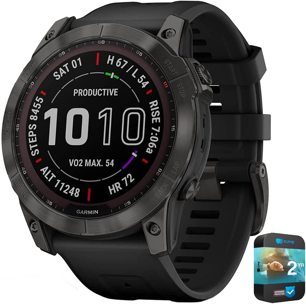 Garmin Fenix 7X Sapphire Solar Smartwatch with Protection Plan