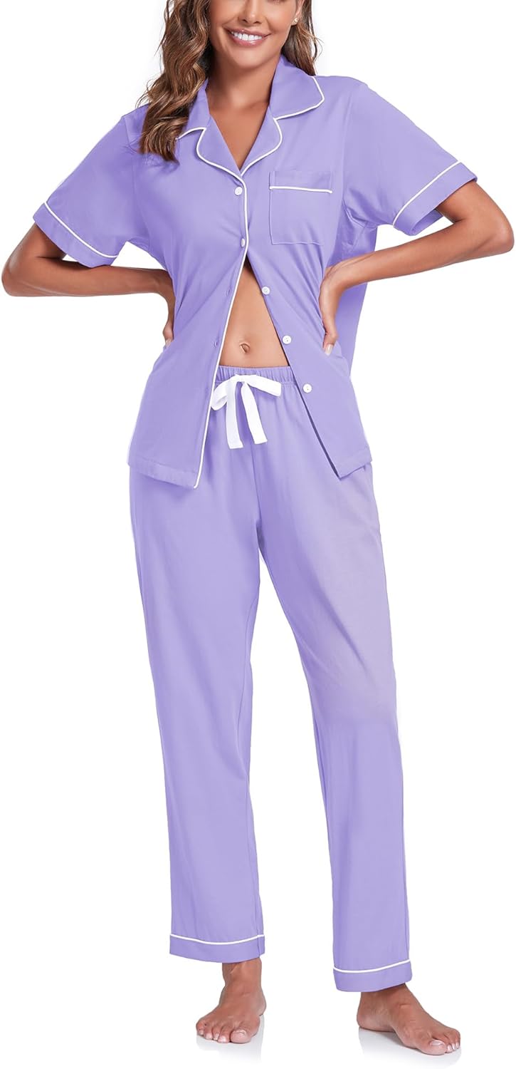 COLORFULLEAF Women's Cotton Pajama Set for Ultimate Comfort