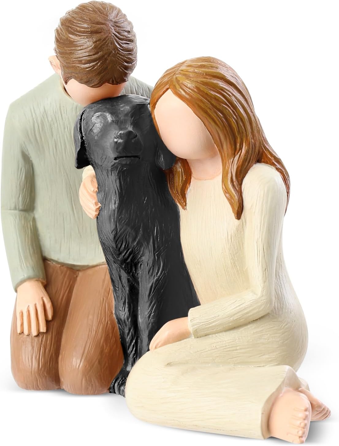 Couple with Black Dog Figurines Ornaments for Dog Lovers
