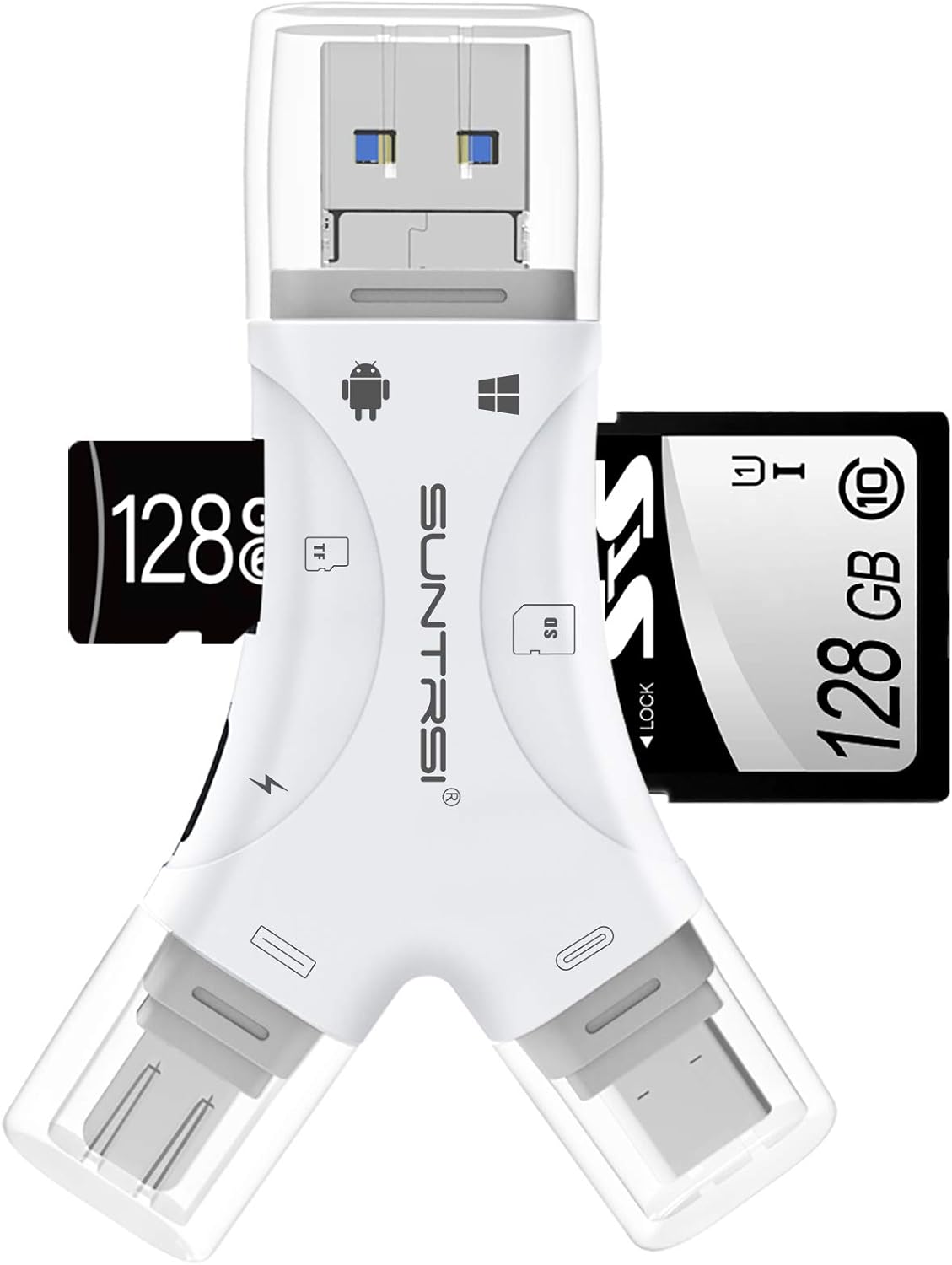 SUNTRSI 4-in-1 Memory Card Reader - Universal Compatibility