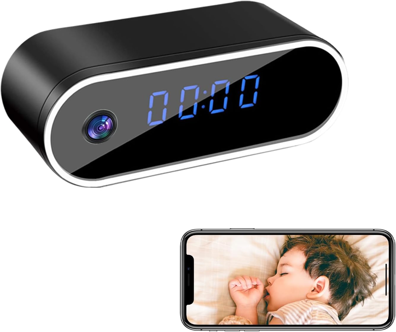 Hidden Camera Clock 1080P Wireless Spy Camera for Home Security