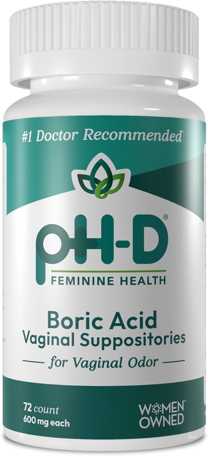 pH-D Boric Acid Suppositories for Vaginal Odor Relief - 72 Count