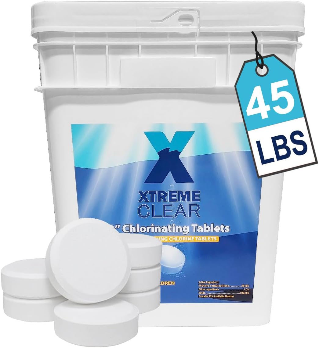XtremeClear 45lbs Chlorine Tablets for Pools and Spas