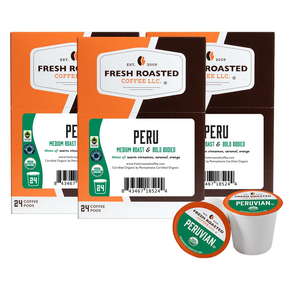 Organic Peru Fresh Roasted Coffee Pods for K Cup Brewers