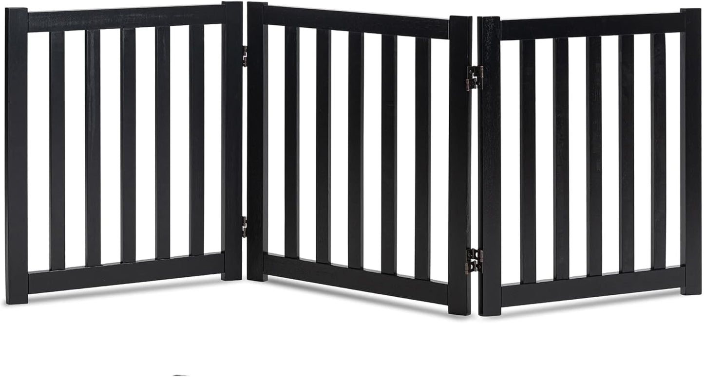 LZRS 3-Panel Wooden Free Standing Foldable Dog Gate for Safety