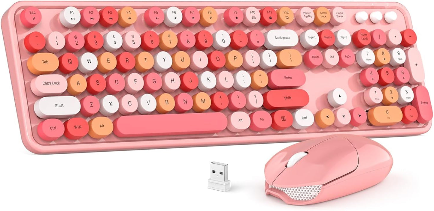Wireless Keyboard and Mouse Combo for Colorful Computer Use