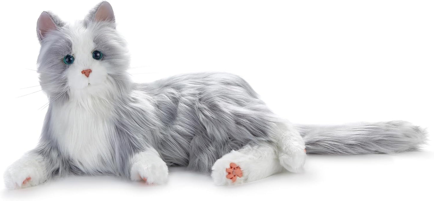 Therapeutic Lifelike Cat - Realistic Fur & Purring - Silver