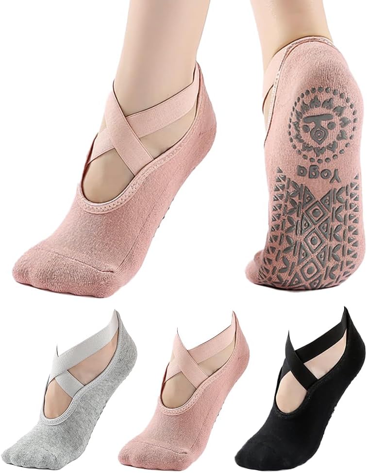 Non-Slip Yoga Socks - 3 Pairs for Women
