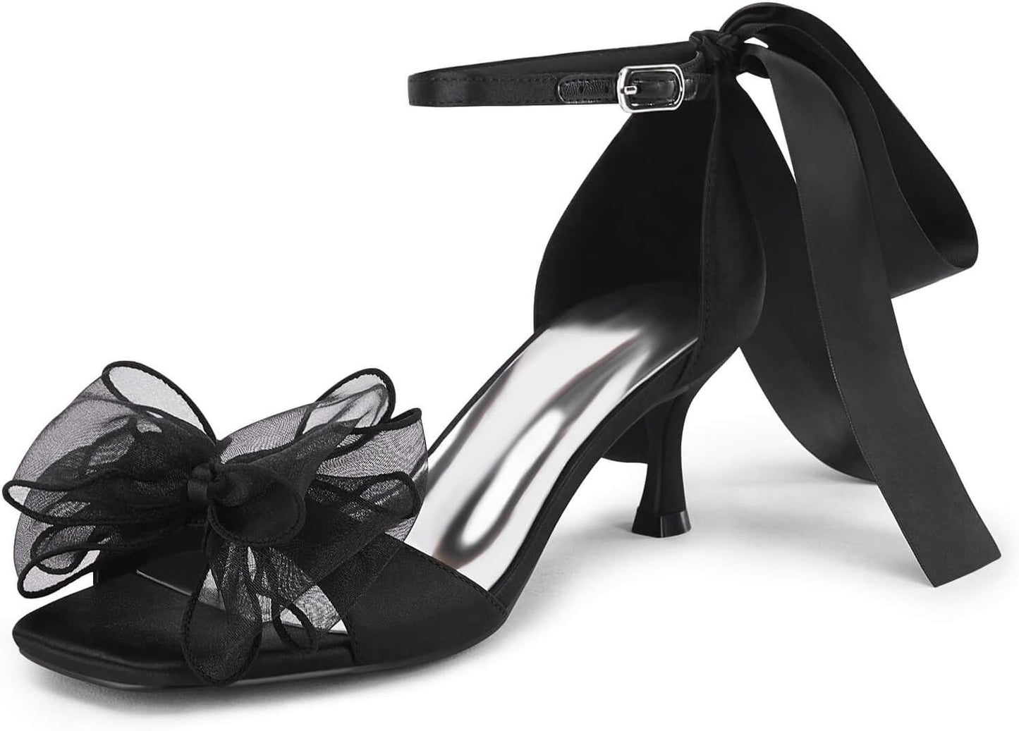 Coutgo Womens Bow Kitten Heels Sandals for Stylish Occasions
