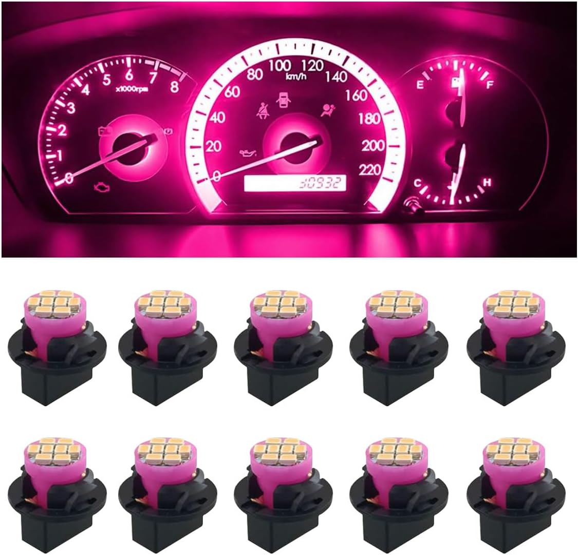 JOYCOURT 10PCS Bright Car Dash LED Bulbs Set - Pink&Purple