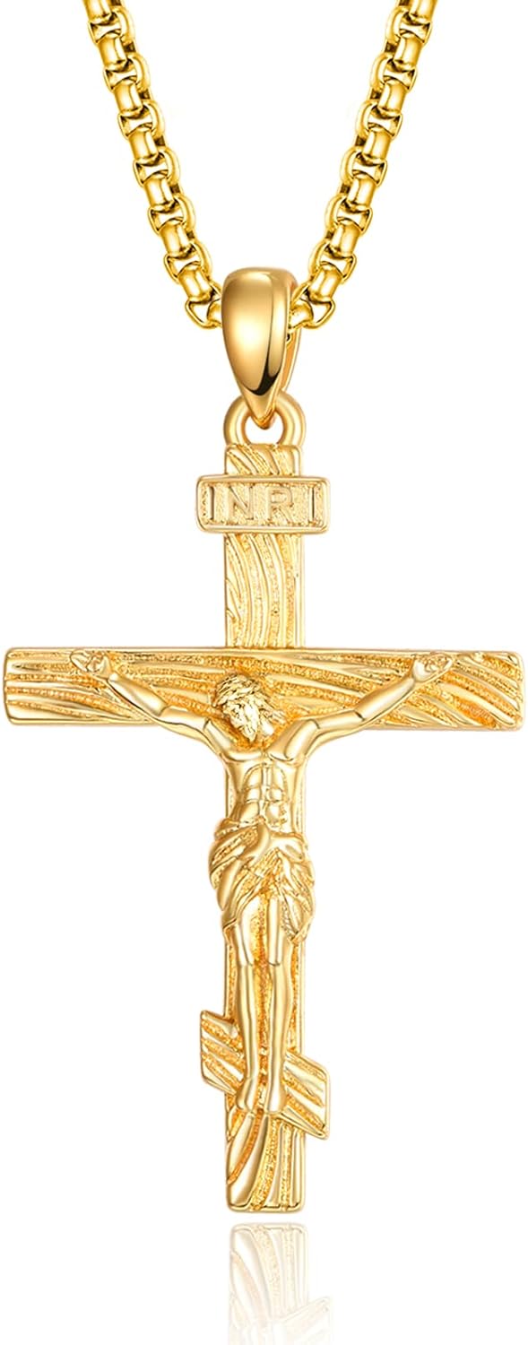 925 Sterling Silver Patron Saint Necklace for Men - Cross Jewelry
