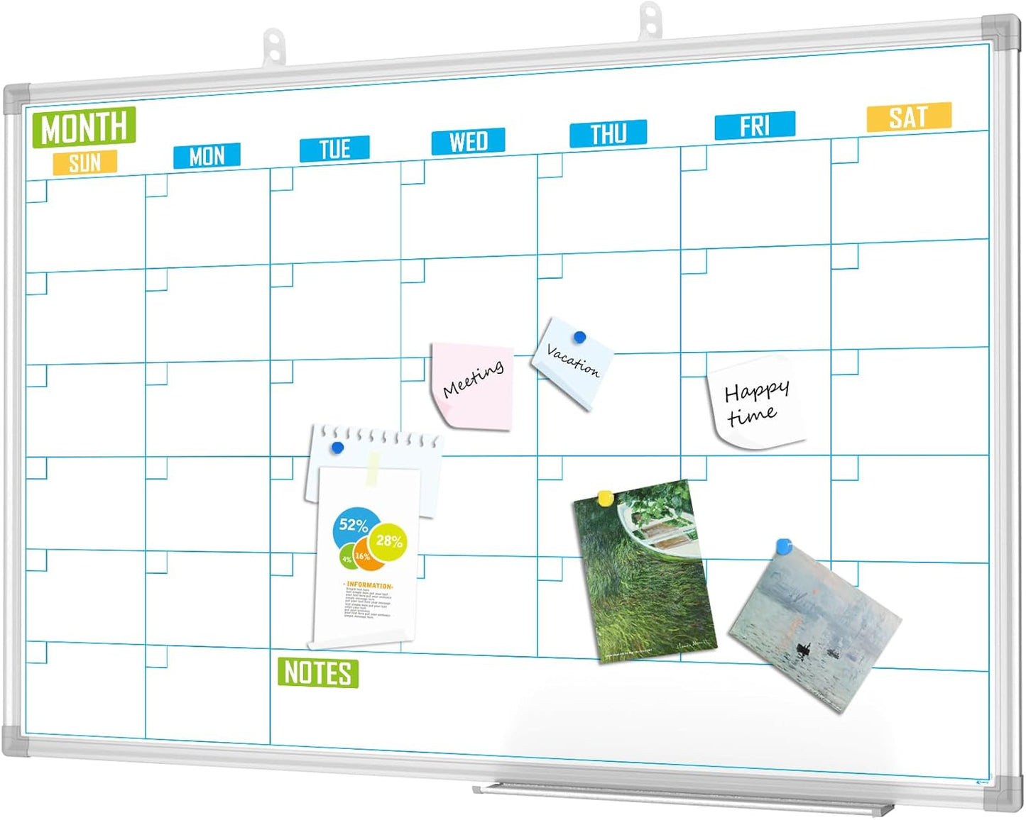 Lockways Dry Erase Calendar Whiteboard for Monthly Planning