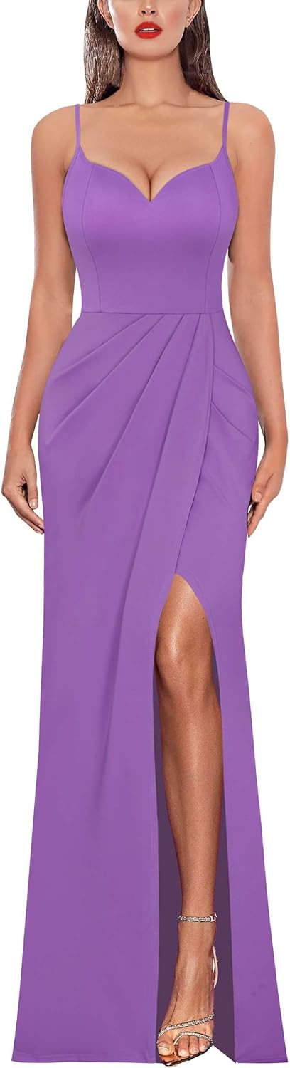 VFSHOW Womens Sexy Formal Ruched Bodycon Maxi Dress for Events