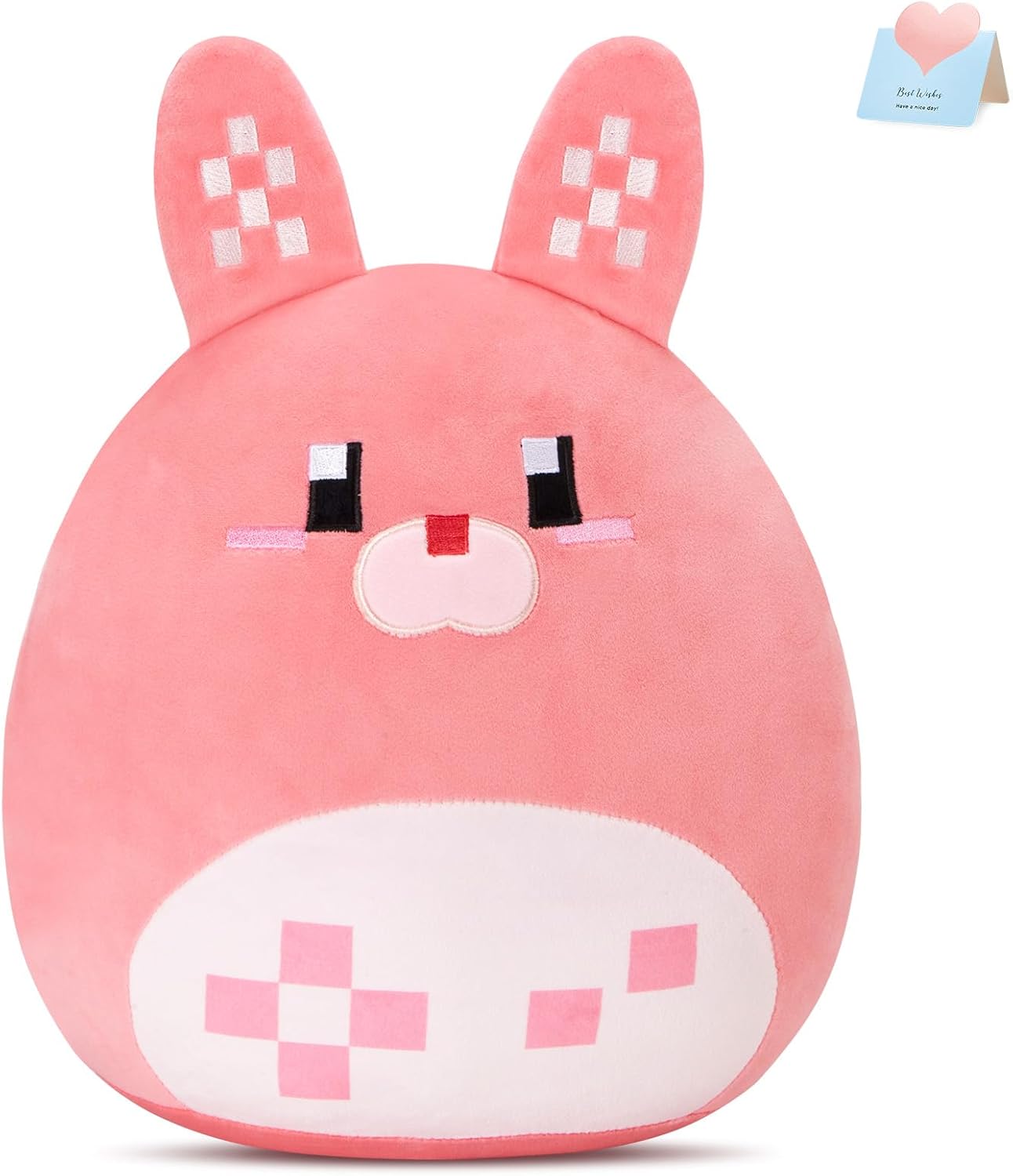 Houwsbaby Pixel Pink Bunny Plush: Super Soft & Cute!