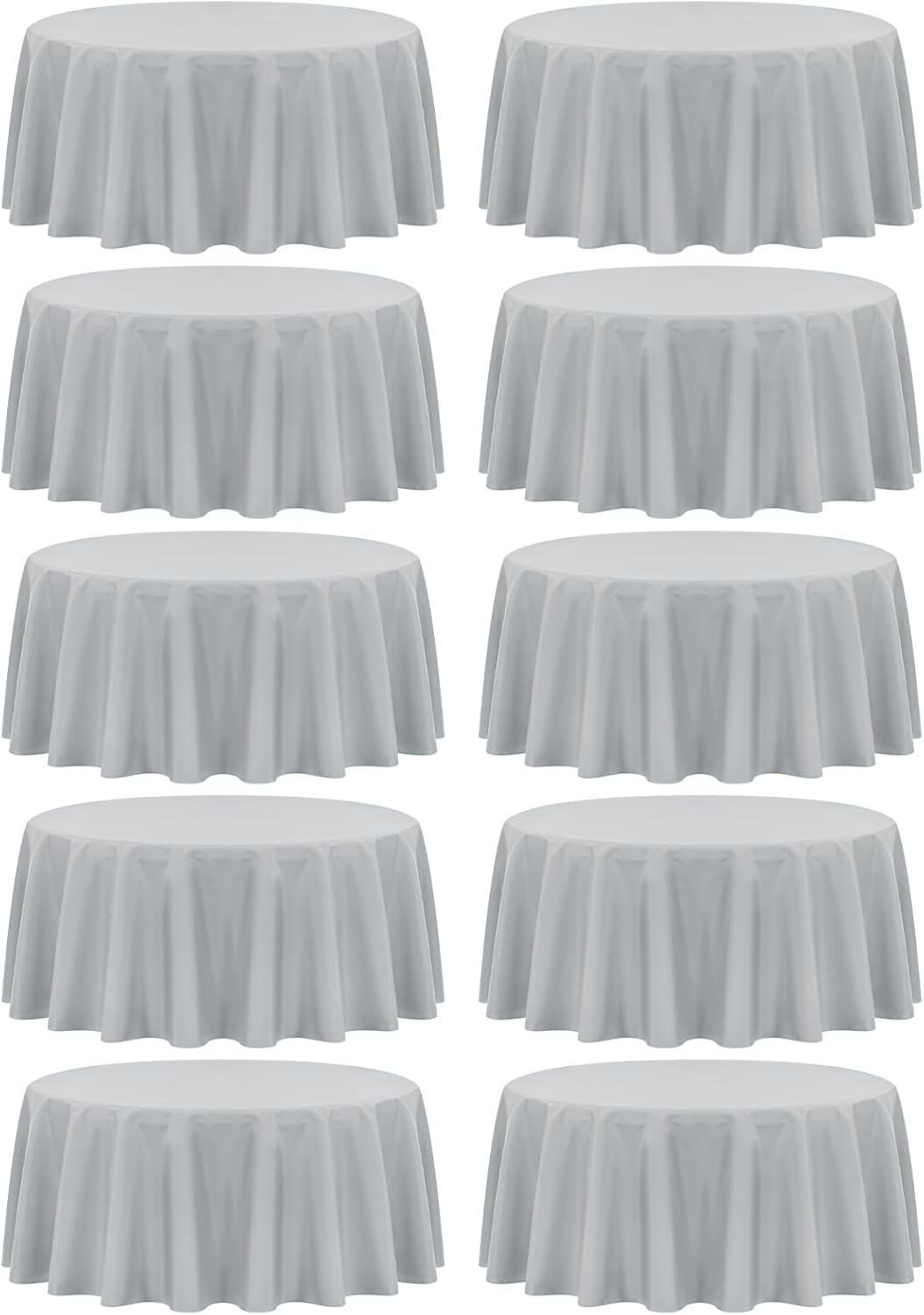90 Inch Round Tablecloths for Weddings and Parties - 10 Pack