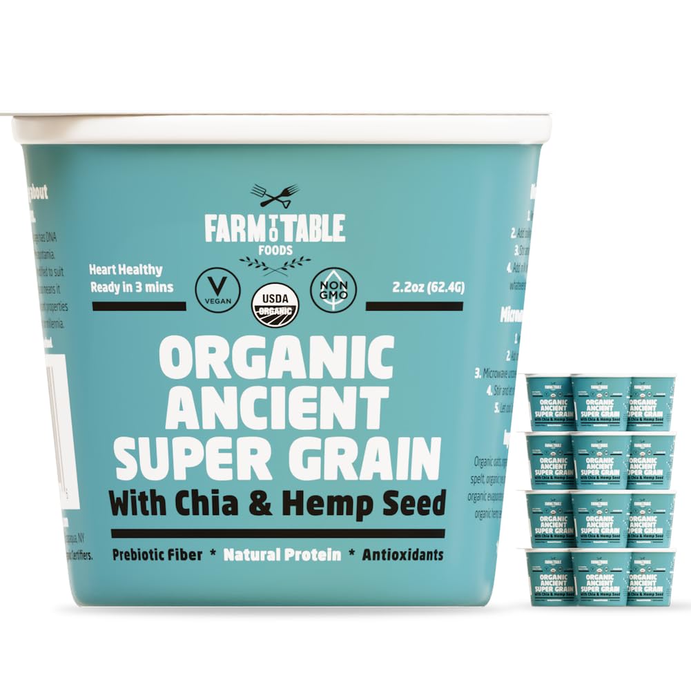 Organic Ancient Super Grain Oatmeal Cups with Chia & Hemp Seeds