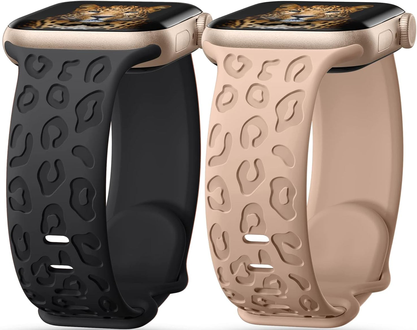 Leopard Engraved Silicone Apple Watch Bands - Stylish Women's Sport Strap