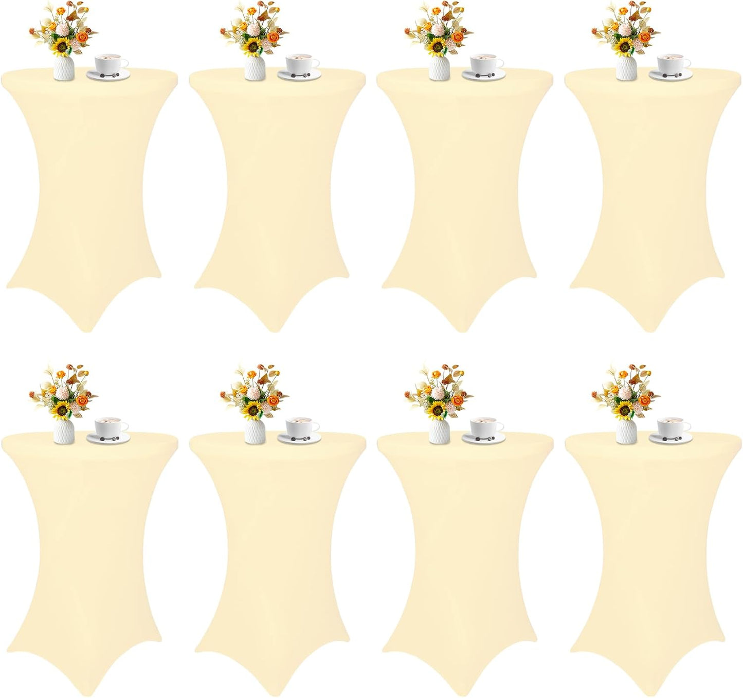 8 Pack Cocktail Table Covers for Parties and Events in Beige