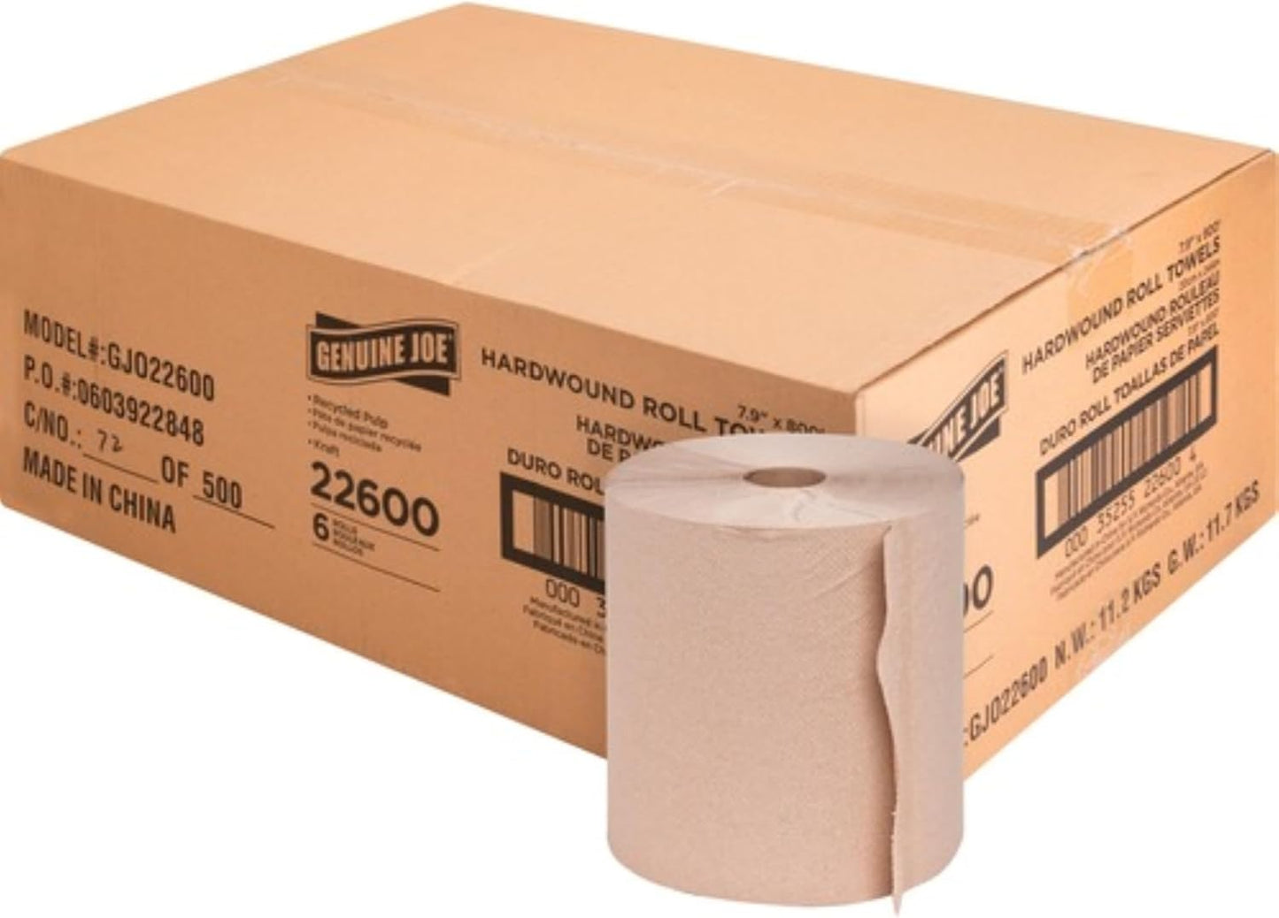 Genuine Joe Embossed Hardwound Roll Towels for High Traffic Use