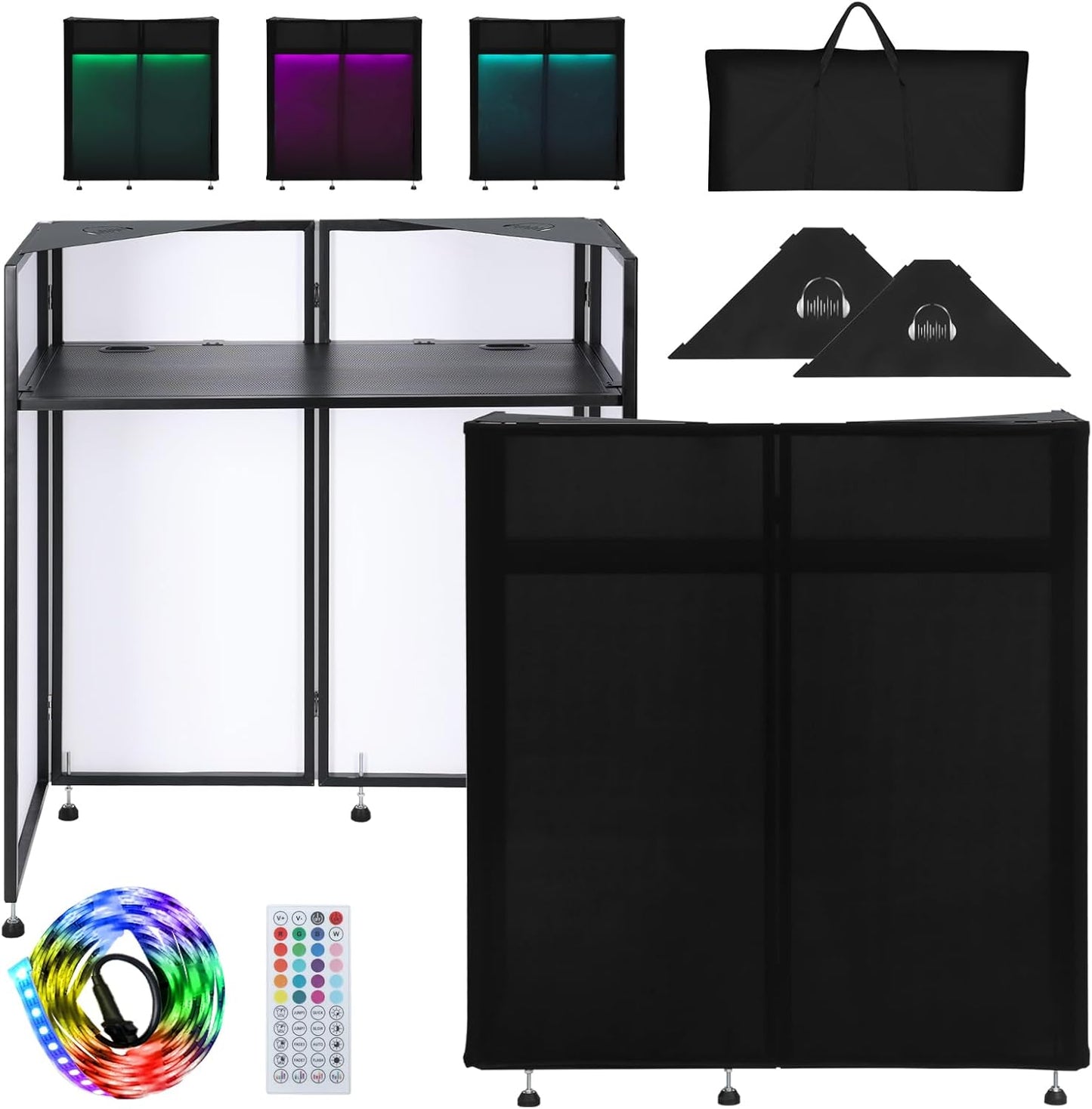 Portable DJ Facade Booth with LED Strips for Parties and Events